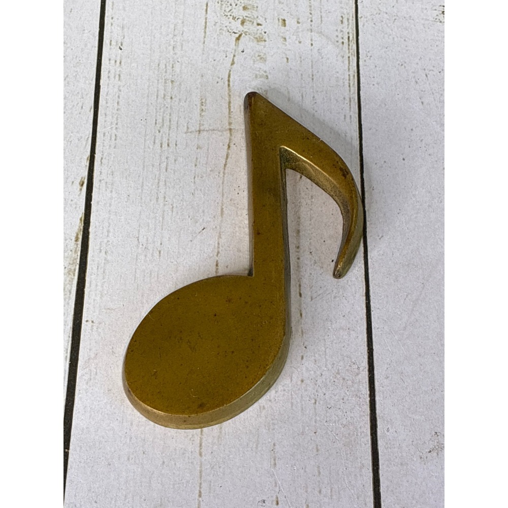 Vintage Solid Brass Music Note Paperweight Eighth Note Musician Gift Gold - Picture 2 of 6